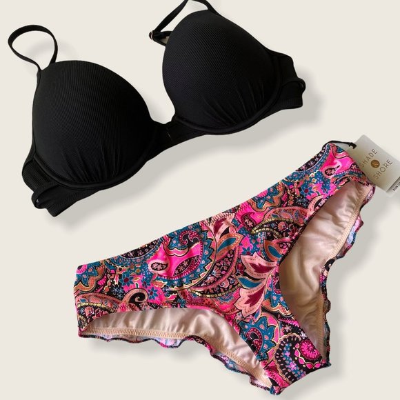 Shade & Shore New bikini 34C push up top/cheeky XS - Picture 1 of 10